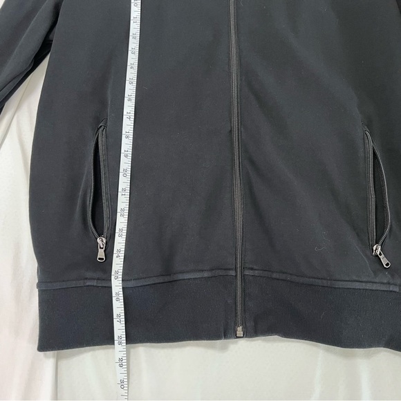 Polo Ralph Lauren Sweater Men Large Jacket Black Zip Up White Stripe B1 - Picture 4 of 6